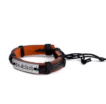 I LOVE JESUS Charm Leather Wrap Cuff Bracelet - £5